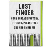 Brainbox Candy - Funny Birthday Card - With Tearable Strips - 'Lost Finger' - Hilarious Cards For Him Her - Cheeky Birthday Humour - Amusing Novelty Cards For Friends Mates - Blank Inside