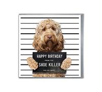 Brainbox Candy - Funny Birthday Cards - 'From The Shoe Killer' - Cute Dog Cards - Cockapoo Owners - Pet Dog Lovers - Cheeky Birthday Cards for Him Her Men Women