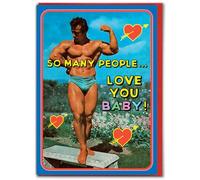 Brainbox Candy - Funny Birthday | Valentines Card - Magda Archer - 'Love You Baby' - Kitsch Greeting Card - Witty Amusing Humour - Retro Cards For Him Her Friends