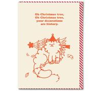 Brainbox Candy - Funny Christmas Card - 'Decorations History’- Hilarious Xmas Cards For Him Her Friends Family - Cheeky Festive Seasonal Humour