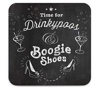 Brainbox Candy - Funny 'DrinkyPoos & Boogie Shoes Coaster' - Small Gift Ideas for Him Her - Friends Birthday - Housewarming Present - New Home Gift - Funny Gifts for Women Men