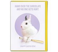 Brainbox Candy - Funny Easter Cards - 'Hand Over The Chocolate' - Easter Bunny - Happy Easter - Easter Wishes - Cute Cards For For Him Her Kids Children Friends Family