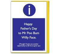 Brainbox Candy - Funny Father's Day Card - 'Poo Bum Willy Face' - Cheeky Joke Father's Day Cards - For Dad From Son Daughter