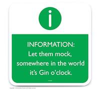 Brainbox Candy - Funny 'Gin O'Clock Coaster' - Small Gift Ideas For Him Her - Friends Birthday - Housewarming Present - New Home Gift - Funny Gifts For Women Men