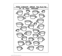 Brainbox Candy Funny Humorous 'David Shrigley Drink Too Much Tea' Novelty Postcard