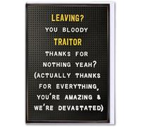 Brainbox Candy - Funny Leaving Card - 'You Bloody Traitor' - Large A4 Size - Work | Office Group Signing Card - Goodbye Good Luck - Cheeky Cards For Friends Colleagues Co Workers Mates - Blank Inside