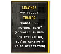 Brainbox Candy - Funny Leaving Card - 'You Bloody Traitor' - Retro Letter Board Design - Leaving Work Job - Goodbye Good Luck - Cheeky Cards For Friends Colleagues Co Workers Mates - Blank Inside
