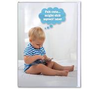 Brainbox Candy Funny New Baby Boy Card - 'Felt Cute... Might Sh*t Myself' - Large A4 Size - Office | Work Group Signing Card - Cheeky Paternity & Maternity Leaving Card - Blank Inside