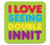 Brainbox Candy - Funny 'Seeing Double Coaster' - Small Gift Ideas For Him Her - Friends Birthday - Housewarming Present - New Home Gift - Funny Gifts For Women Men
