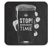 Brainbox Candy - Funny 'Stop Beer Time Coaster' - Small Gift Ideas For Him Her - Friends Birthday - Housewarming Present - New Home Gift - Funny Gifts For Women Men