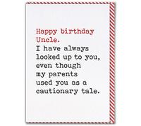 Brainbox Candy - Funny Uncle Birthday Card - 'Always Looked Up To You' - Witty Typewriter Design - Amusing Novelty Birthday Humour - Cheeky Greeting Card For Uncle From Niece Nephew - Blank Inside
