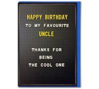 Brainbox Candy - Funny Uncle Birthday Card - 'To My Favourite Uncle' - Retro Letter Board Design - Witty Amusing Birthday Humour - Novelty Greeting Card For Uncle From Niece Nephew - Blank Inside