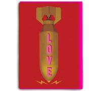 Brainbox Candy - Funny Valentine's Day Card - Real Hackney Dave - 'Love Bombing' - Witty Amusing Artistic Humour - Valentines Card For Boyfriend Girlfriend Husband Wife Partner Friend