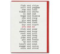 Brainbox Candy - Funny 'You And Me' Card by Hayden Kays - Romantic Perfect Pairs - Typographic Love Card for Anniversary Valentine's Day - For Him Her or Partner - Blank Inside