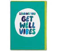 Brainbox Candy - Get Well Embossed Card - 'Sending Get Well Vibes' - Get Well Wishes - Feel Better Soon - To Friends Family Men Women - Get Well Soon Card