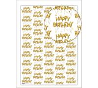 Brainbox Candy 'Happy Birthday' Wrapping Paper - 2 Sheets of Premium White & Gold Foil Effect Gift Wrap - Unisex Design