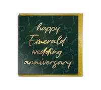 Brainbox Candy - Happy 'Emerald Wedding Anniversary' Card - 55th Anniversary - Elegant Gold Foil Design - 55 Wonderful Years Together - For Husband Wife Couple Parents - Greeting Card Blank Inside