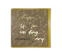 Brainbox Candy - Happy 'Golden Wedding Anniversary' Card - 50th Anniversary - Elegant Gold Foil Design - 50 Wonderful Years Together - For Husband Wife Couple Parents - Greeting Card Blank Inside