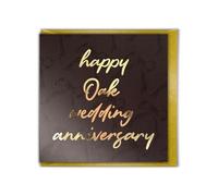 Brainbox Candy - Happy 'Oak Wedding Anniversary' Card - 80th Anniversary - Elegant Gold Foil Design - 80 Wonderful Years Together - For Husband Wife Couple Parents Family - Greeting Card Blank Inside
