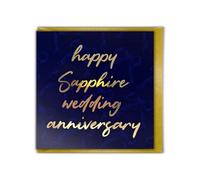 Brainbox Candy - Happy 'Sapphire Wedding Anniversary' Card - 45th Anniversary - Elegant Gold Foil Design - 45 Wonderful Years Together - For Husband Wife Couple Parents - Greeting Card Blank Inside