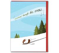 Brainbox Candy - Hilariously Funny Christmas Cards - 'Dachshund Through The Snow' - Cheeky Xmas Cards For Him Her - Festive Seasonal Humour For Family Friends Mates