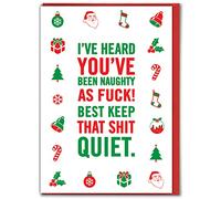 Brainbox Candy - Hilariously Funny Christmas Cards - 'Naughty As Fuck' - Rude Cheeky Xmas Card - For Him Her Men Women Partner Friend