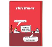 Brainbox Candy Modern Toss Official - Funny Christmas Card - 'Kings Speech' - Christmas Humour Cards - Cheeky Cartoon Comedy - Xmas Cards For Him Her Friends Mates