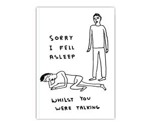 Brainbox Candy Offical David Shrigley - Funny A5 Notebook | Notepad - 'Sorry I Fell Asleep' - Perfect Bound - 96 Feint Lined Pages (48 Sheets) - Cheeky Gifts For Him Her Men Women Friends