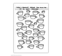 Brainbox Candy Official David Shrigley 'Drink Too Much Tea' Funny Humorous Feint Lined A6 Notebook