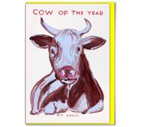 Brainbox Candy Official David Shrigley - Funny Birthday Card - 'Cow Of The Year' - Witty Amusing Birthday Humour - For Him Her Men Women Friends - Quirky Cards For Art Lovers