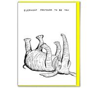 Brainbox Candy Official David Shrigley - Funny Birthday Card - 'Elephant Pretends To Be You' - Witty Amusing Birthday Humour - For Him Her Men Women Friends - Quirky Cards For Art Lovers