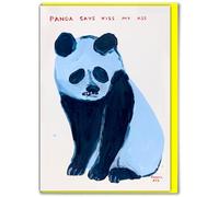 Brainbox Candy Official David Shrigley - Funny Birthday Card - 'Panda Says Kiss My Ass' - Witty Amusing Birthday Humour - For Him Her Men Women Friends - Quirky Cards For Art Lovers