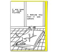Brainbox Candy Official David Shrigley - Funny Birthday Cards - Alternative Card Humour - 'I Ate Your Clothes' Card - Perfect for Friends Him Her Boyfriend Girlfriend Partner - Sold
