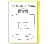 Brainbox Candy Official David Shrigley - Funny Birthday Cards Humorous Happy Birthday ‘One More Pill Get Well’ Perfect For Best Friends Mates Him- Sold Exclusively