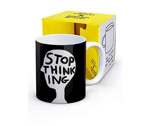Brainbox Candy Official David Shrigley - Funny Coffee Mug - Gift Boxed Novelty Christmas Or Birthday Gift for Men and Women - Stop Thinking Art Design Sold Exclusively