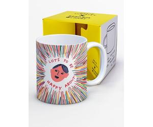 Brainbox Candy Official David Shrigley - Funny Mug for Adults - 'Lots to Be Happy About' - Novelty Boxed Mug - Cheeky Gift Ideas for Men Women - Quirky Art Design - Quality 10oz Stoneware Mug