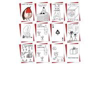 Brainbox Candy Official David Shrigley - Funny Rude 12 Pack of Christmas Cards - Mixed Designs of Artist Illustrated Alternative Xmas Cards - Sold
