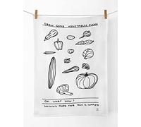 Brainbox Candy Official David Shrigley T-Towel | Funny Tea Towel | Draw Some Vegetables | Birthday Gifts Him/Her | Present Ideas Men/Women