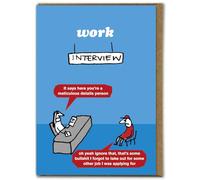 Brainbox Candy Official Modern Toss Birthday Card - 'Interview Details' - Cheeky Cartoon Comedy Humour - Funny Birthday Cards For Him Her Friends Mates