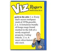 Brainbox Candy Official Viz Roger's Profanisaurus Birthday Card - Hilariously Funny - 'Gash In The Attic' - Cheeky Alternative Card Humour - For Him Her Men Women Friend Mates - Sold