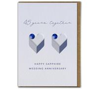 Brainbox Candy - Pretty Anniversary Card - 'Sapphire Wedding Anniversary' - 45 Years - Sapphire Anniversary Card - For Mum Dad Husband Wife Friends Family
