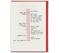 Brainbox Candy - Romantic 'Love' Card by Hayden Kays - Typographic Love Phrases for Anniversary Valentine's Day - Greeting Card for Him Her or Partner - Blank Inside