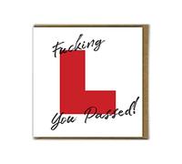 Brainbox Candy - Rude Driving Test Congratulations Card - 'F*cking L You Passed' - L Plates - Cheeky Joke Humour Cards - Novelty Cards For Him Her Son Daughter Friends Mates