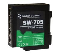 BRAINBOXES - 5 Port Hardened Industrial Unmanaged Ethernet Switch, DIN Mountable