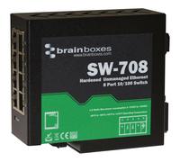 BRAINBOXES - 8 Port Hardened Industrial Unmanaged Ethernet Switch, DIN Mountable