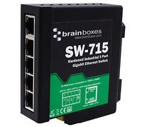 Brainboxes Hardened Industrial 5 Port Gigabit Ethernet Switch DIN Rail Mountable 5 Port Gigabit 10/100/1000