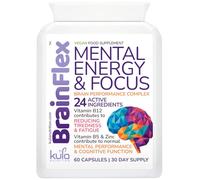 BrainFlex - Nootropic Brain Supplement for Focus and Energy - 24 Active Ingredients Ginseng, Ginkgo, L-Theanine, NAC, DHA Plus Vitamins B3, B5, B12 and Zinc for Mental Performance - 60 Vegan Capsules