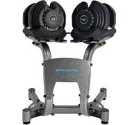 BRAINGAIN 40kg Adjustable Dumbbell Pair + Stand, 17 Weight Settings, Smart-Click Technology for Fast Weight Changes, Anti-Slip Grip, Adjustable Plates, Space-Saving Fitness Dumbbells for Home Training