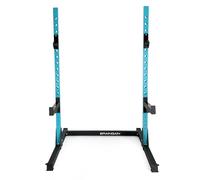 BrainGain Weight Training Power Rack, Adjustable Height Squat Stand with Safety Spotter Arms, Black and Blue
