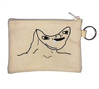 Brainless Dumb Wojak Meme Key Chain Coin Purse Beige